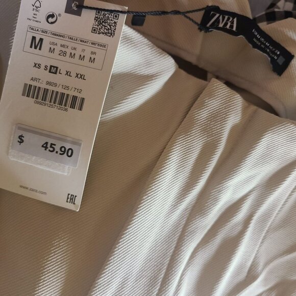 ZARA STRAIGHT FIT CULOTTE-STYLE TROUSERS Ecru SIZE M | 9929/125 - Picture 5 of 5